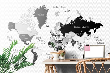 SAMOLEPÍCÍ TAPETA STYLOVÁ ČERNOBÍLÁ MAPA - SAMOLEPÍCÍ TAPETY - TAPETY