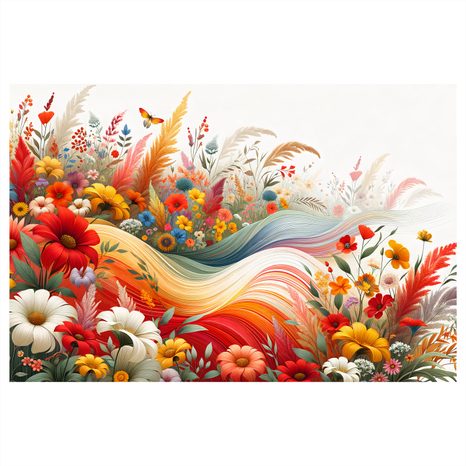 OBRAZ BAREVNÁ LOUKA VE VĚTRU - OBRAZY KVĚTŮ - OBRAZY