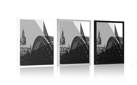 POSTER ILLUSTRATION DER STADT KÖLN IN SCHWARZ-WEISS - SCHWARZ-WEISS - POSTER