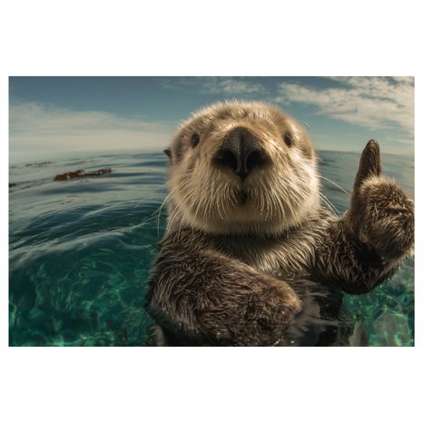 OBRAZ HRAVÁ VYDRA V OCEÁNU - OBRAZY ZVÍŘAT - OBRAZY