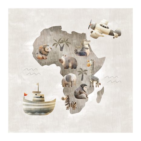 OBRAZ AFRICKÁ ZVÍŘATA NA MAPĚ - DĚTSKÉ OBRAZY ZVÍŘÁTKA - OBRAZY