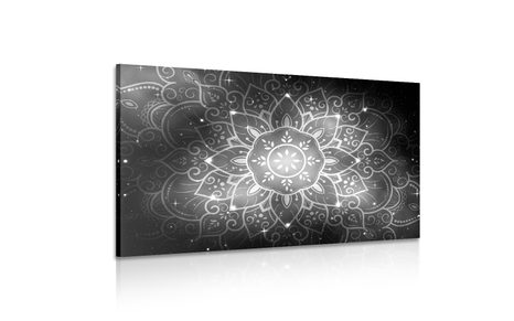 KÉP MANDALA GALAKTIKUS HÁTTÉRREL FEKETE FEHÉRBEN - FEKETE-FEHÉR KÉPEK - KÉPEK