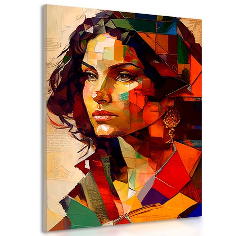 CANVAS PRINT PROFILE OF A WOMAN IN A PATCHWORK DESIGN - PICTURES OF WOMEN - PICTURES
