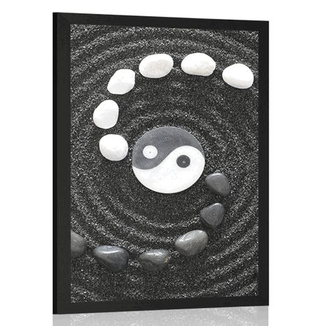 POSTER HARMONIOUS YIN AND YANG - BLACK AND WHITE - POSTERS