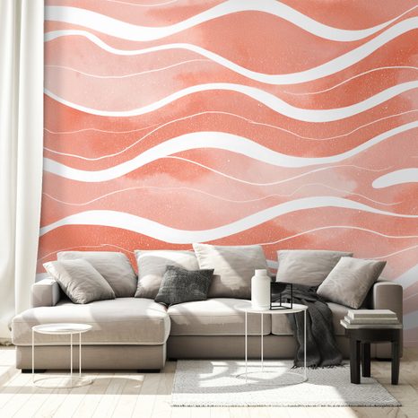 SAMOLEPIACA TAPETA ABSTRAKTNÉ ORANŽOVÉ VLNY - ABSTRAKTNÉ TAPETY - TAPETY