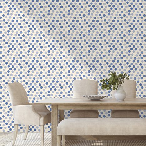 TAPETA MODRÉ PUNTÍKY NA BÉŽOVÉM POZADÍ - DĚTSKÉ TAPETY - TAPETY