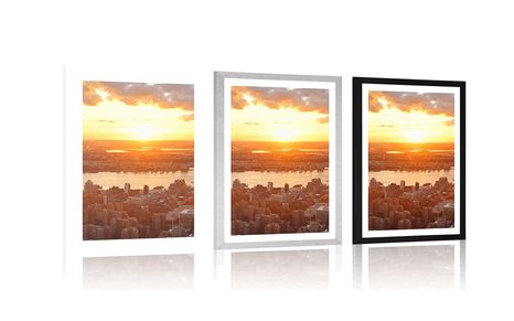 POSTER WITH MOUNT SUNSET OVER THE CITY OF NEW YORK - CITIES - POSTERS