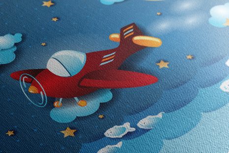 QUADRO SU TELA – VOLO CON AEROPLANINO - QUADRI PER BAMBINI - STAMPE E QUADRI
