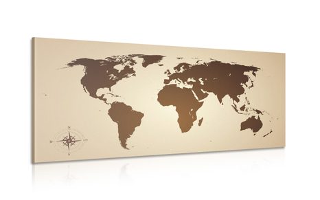 WANDBILD WELTKARTE IN BRAUNTÖNEN - WELTKARTEN ALS BILDER - BILDER