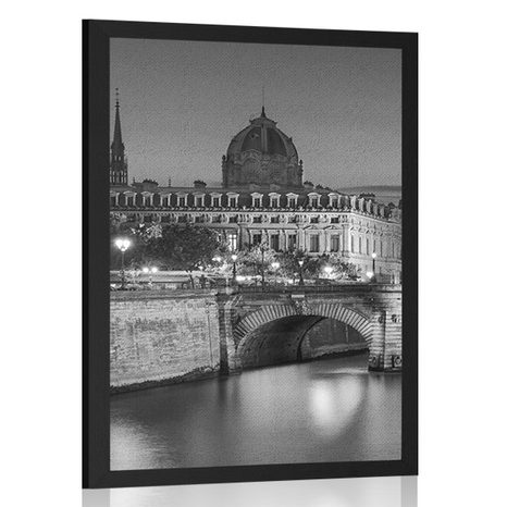 POSTER ERSTAUNLICHES PANORAMA VON PARIS IN SCHWARZ-WEISS - SCHWARZ-WEISS - POSTER