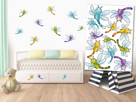 DECORATIVE WALL STICKERS CUTE DRAGONFLIES - FOR CHILDREN - STICKERS
