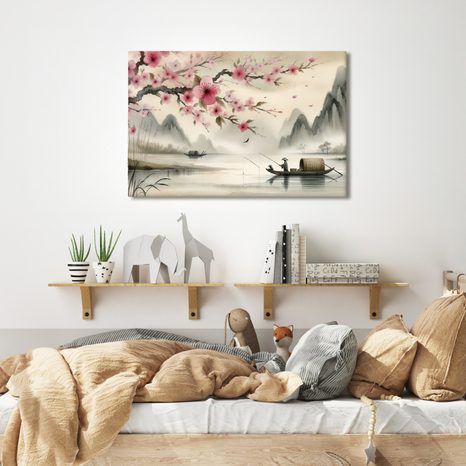 OBRAZ TRADIČNÝ RYBÁR NA RIEKE - OBRAZY JAZERÁ - OBRAZY