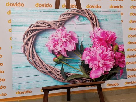 КАРТИНА НА ПЛАТНО – БОЖУРИ НА ДЪРВЕНО СЪРЦЕ - КАРТИНИ ЛЮБОВ - КАРТИНИ