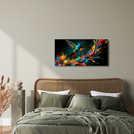 OBRAZ KOLIBŘÍK A VÝBUCH BAREV - OBRAZY PTÁCI - OBRAZY
