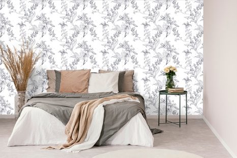 TAPETA NĚŽNÁ LILIE V BÍLÉM PROVEDENÍ - ČERNOBÍLÉ TAPETY - TAPETY