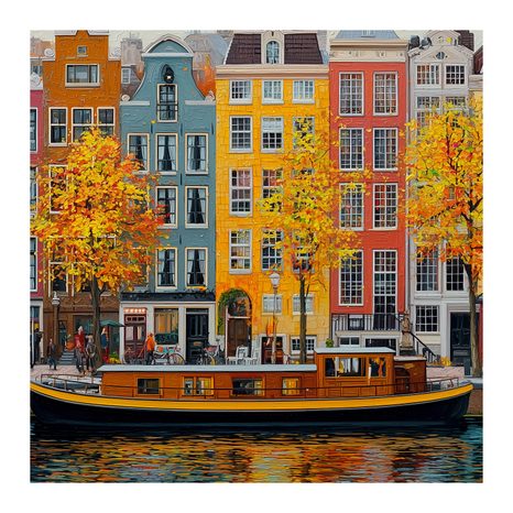 WANDBILD BUNTE HÄUSER UND BOOT - BUNTE HÄUSER - BILDER