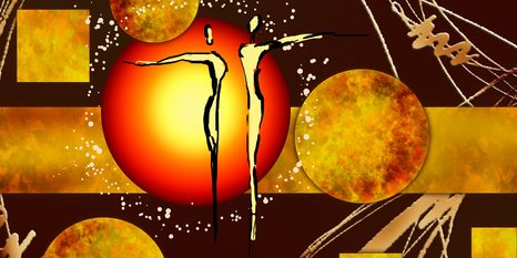 КАРТИНА НА ПЛАТНО – ЕТНО ВЛЮБЕНА ДВОЙКА - АБСТРАКТНИ КАРТИНИ - КАРТИНИ