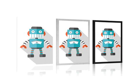 POSTER KLEINER ROBOTER AUF WEISSEM HINTERGRUND - ROBOTER - POSTER