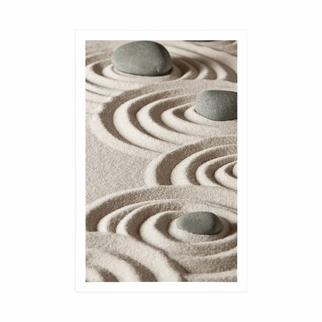 PLAKÁT ZEN KAMENY V PÍSČITÝCH KRUZÍCH - FENG SHUI - PLAKÁTY