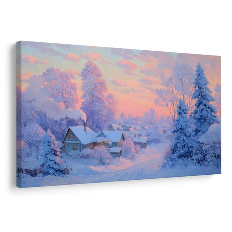 WANDBILD WEIHNACHTSDORF IN DER DÄMMERUNG - WEIHNACHTS- UND WINTERBILDER - BILDER