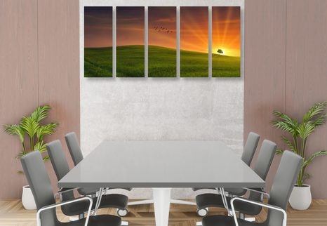 TABLOU 5-PIESE COPAC PE LUNCĂ - TABLOU NATURĂ ȘI PEISAJE NATURALE - TABLOURI