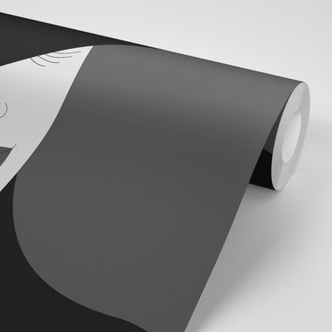 SELF ADHESIVE WALLPAPER BLACK AND WHITE CLASSY LADY IN A HAT - SELF-ADHESIVE WALLPAPERS - WALLPAPERS