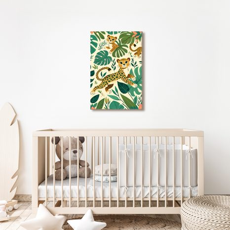 WANDBILD GEPARDENFAMILIE IM REGENWALD - KINDERBILDER TIERE - BILDER