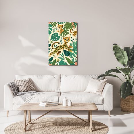 WANDBILD GEPARDENFAMILIE IM REGENWALD - KINDERBILDER TIERE - BILDER