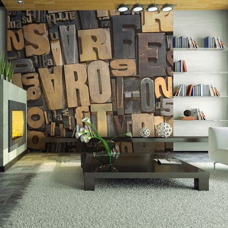 PHOTO WALLPAPER WOODEN LETTERS