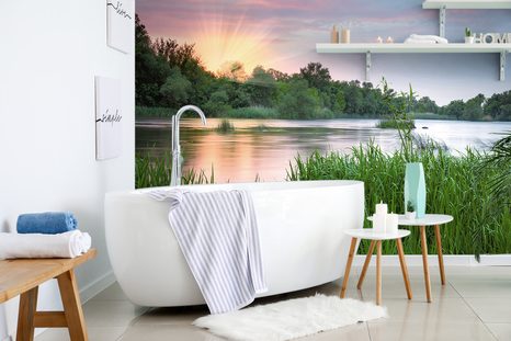 SELBSTKLEBENDE FOTOTAPETE SONNENAUFGANG AM FLUSS - SELBSTKLEBENDE TAPETEN - TAPETEN