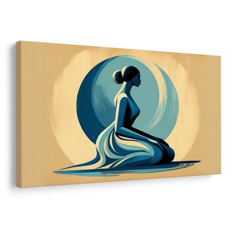 WANDBILD MEDITIERENDE FRAU IN BLAU - WANDBILDER FRAUEN - BILDER