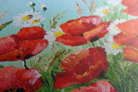 WANDBILD GEMALTE FELDMOHNBLUMEN - BILDER BLUMEN - BILDER