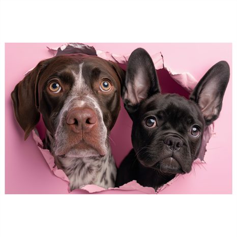 OBRAZ PSI ZVĚDAVOST V RŮŽOVÉ - OBRAZY PSI - OBRAZY