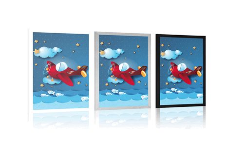 POSTER FLUG MIT EINEM FLUGZEUG - VERKEHRSMITTEL - POSTER