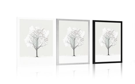 PLAKÁT MINIMALISTICKÝ STROM V ZIMĚ - STROMY A LISTY - PLAKÁTY