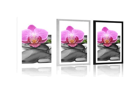 PLAKÁT S PASPARTOU MASÁŽNÍ WELLNESS KAMENY - FENG SHUI - PLAKÁTY