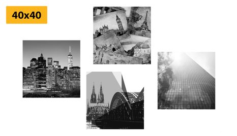 SET DI QUADRI – CITTÀ IN STILE INTERESSANTE - COLLEZIONI DI QUADRI - STAMPE E QUADRI