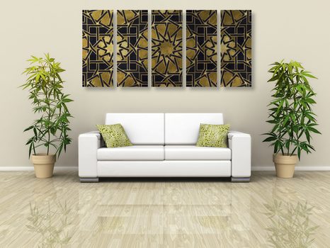 5-DÍLNÝ OBRAZ ORIENTÁLNÍ MOZAIKA - ABSTRAKTNÍ OBRAZY - OBRAZY