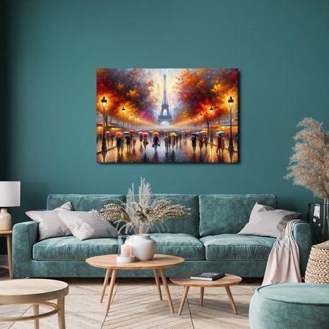 QUADRO SU TELA – PARIGI AUTUNNALE CON TORRE EIFFEL - QUADRI DI PARIGI - STAMPE E QUADRI