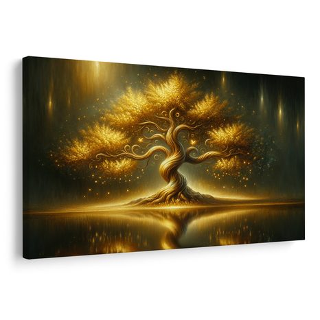 WANDBILD LEUCHTENDER LEBENSBAUM IN DER NACHT - BILDER BÄUME DES LEBENS - BILDER