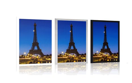 PLAGÁT EIFFELOVA VEŽA V NOCI - MESTÁ - PLAGÁTY