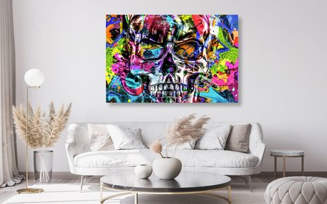 OBRAZ FAREBNÁ UMELECKÁ LEBKA - POP ART OBRAZY - OBRAZY