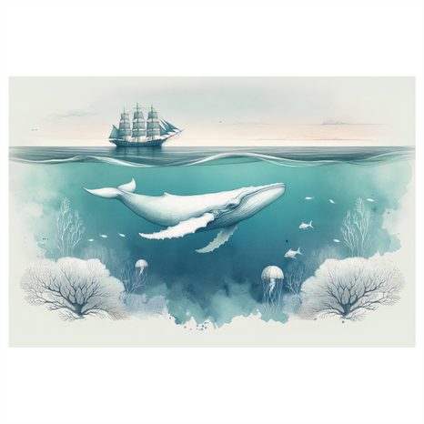 OBRAZ VELRYBA A KORÁLY POD HLADINOU - OBRAZY VELRYBY - OBRAZY