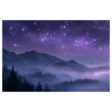 QUADRO SU TELA – NOTTE STELLATA SOPRA LE MONTAGNE - QUADRI MONTAGNE - STAMPE E QUADRI