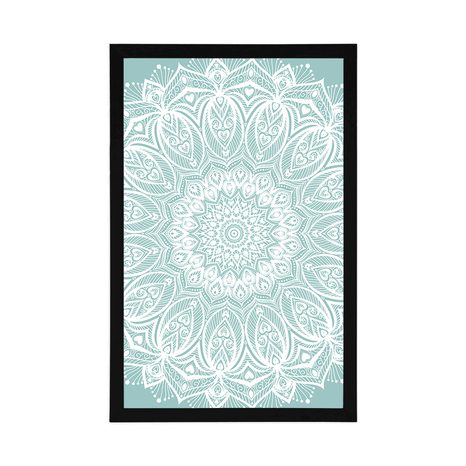 PLAKÁT DETAIL MANDALA HARMONIE NA MODRÉM POZADÍ - FENG SHUI - PLAKÁTY