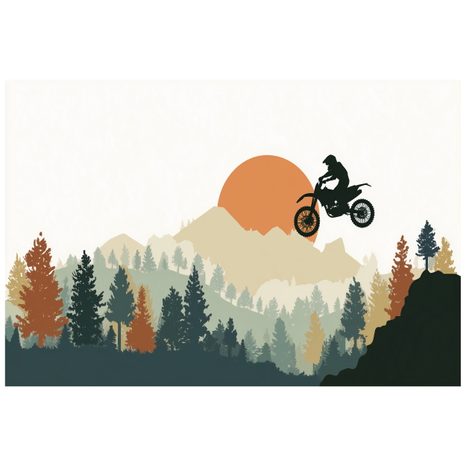 SAMOLEPÍCÍ TAPETA MOTOKROSOVÝ SKOK V HORÁCH - DĚTSKÉ TAPETY - TAPETY