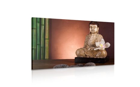 КАРТИНА НА ПЛАТНО – МЕДИТИРАЩ БУДА - ФЪН ШУЙ КАРТИНИ - КАРТИНИ