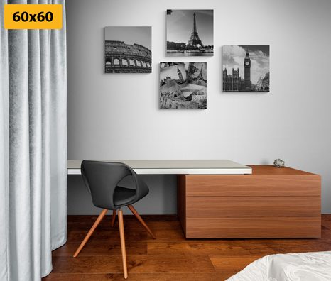 SET OBRAZŮ HISTORICKÉ BOHATSTVÍ V ČERNOBÍLÉM PROVEDENÍ - SESTAVY OBRAZŮ - OBRAZY