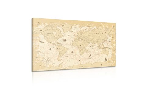 STAMPA SU TELA – MAPPA IN TONALITÀ BEIGE - QUADRI MAPPE - STAMPE E QUADRI