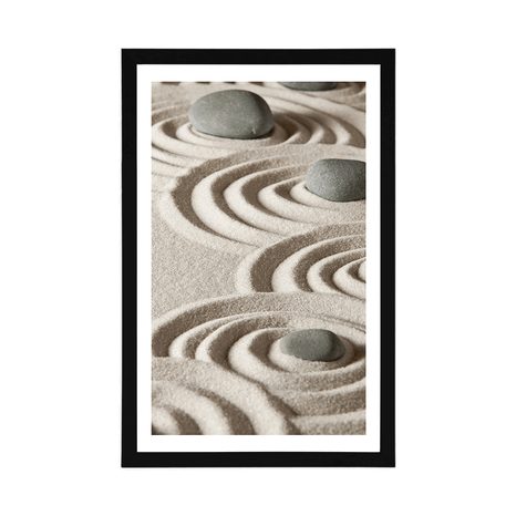 POSTER WITH MOUNT ZEN STONES IN SANDY CIRCLES - FENG SHUI - POSTERS